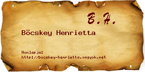 Böcskey Henrietta névjegykártya